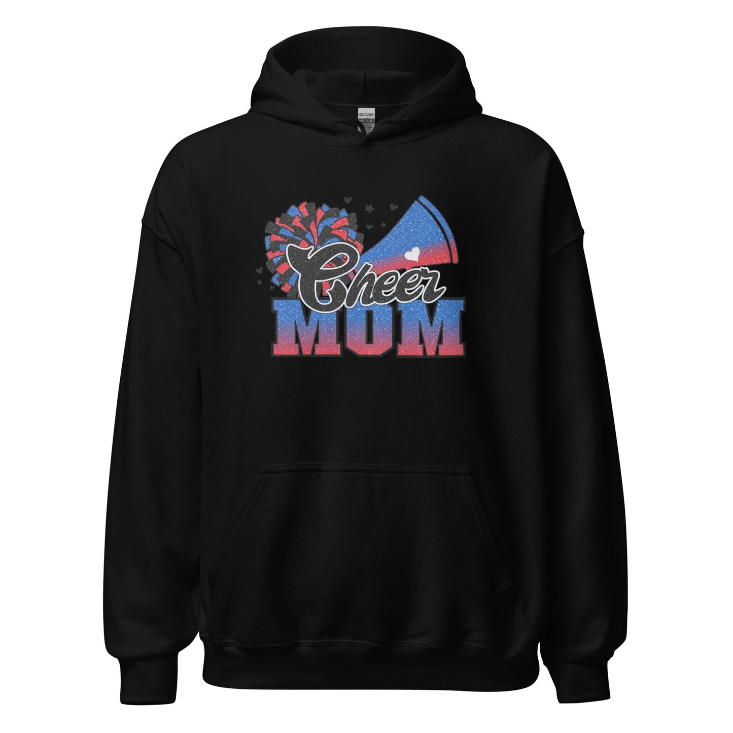 Cheer Mom Hoodie (blue and red) Black / S Spirit Gear Collective Hoodie