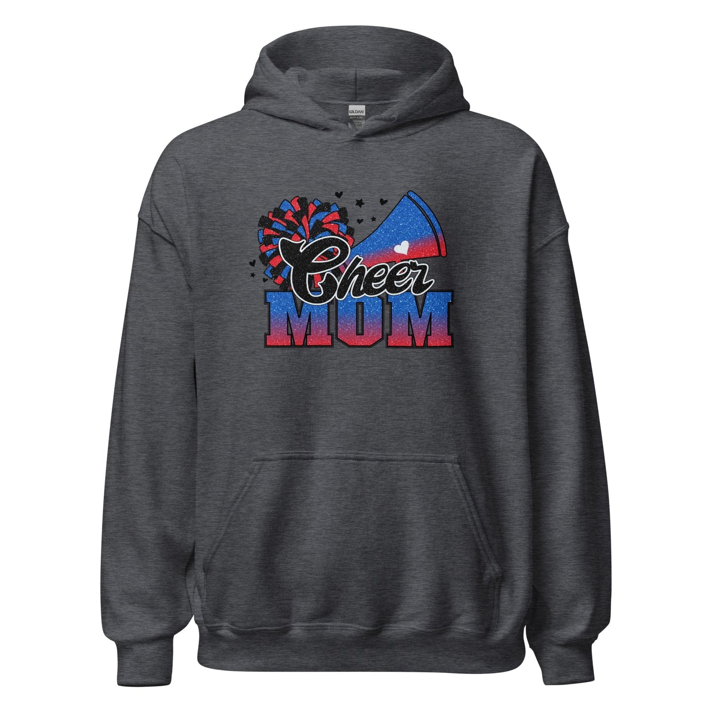 Cheer Mom Hoodie (blue and red) Dark Heather / S Spirit Gear Collective Hoodie