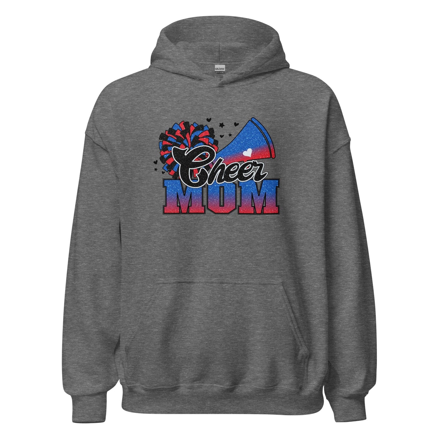 Cheer Mom Hoodie (blue and red) Graphite Heather / S Spirit Gear Collective Hoodie