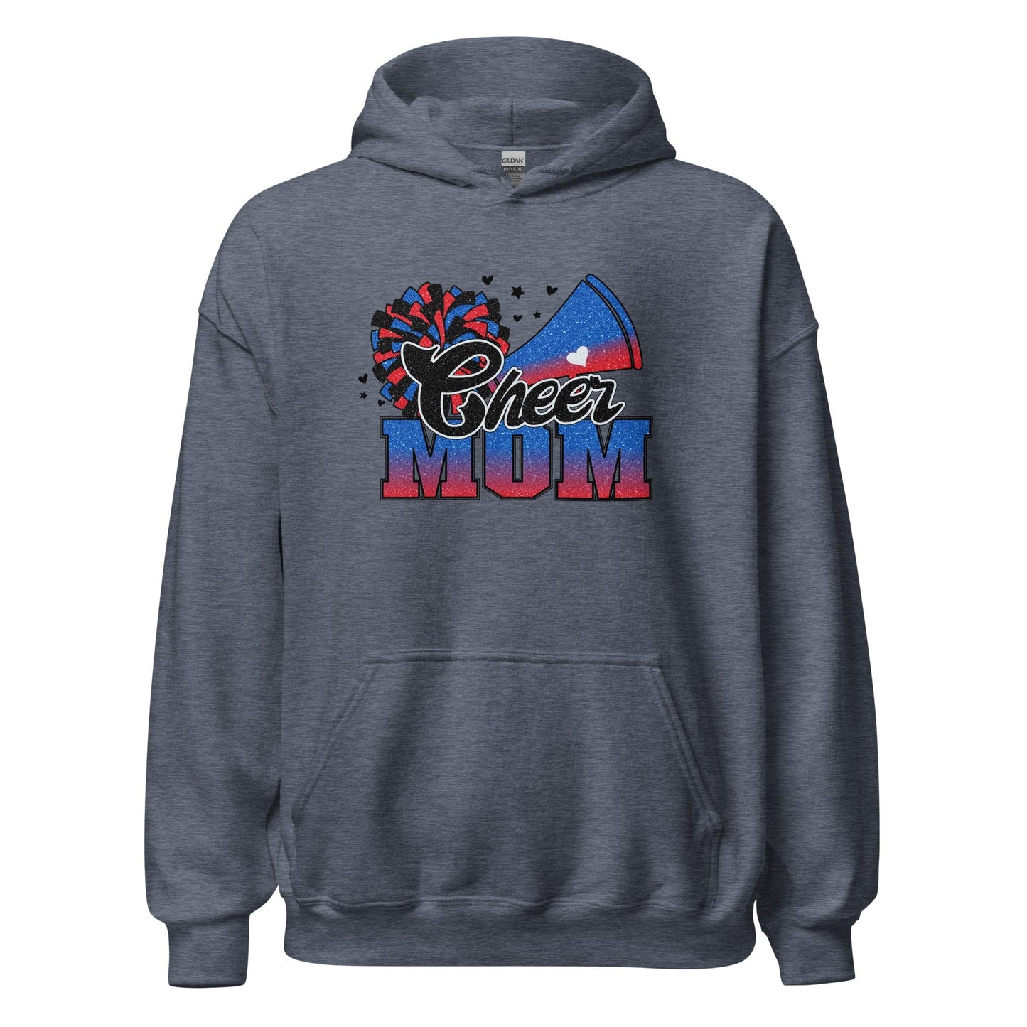 Cheer Mom Hoodie (blue and red) Heather Sport Dark Navy / S Spirit Gear Collective Hoodie