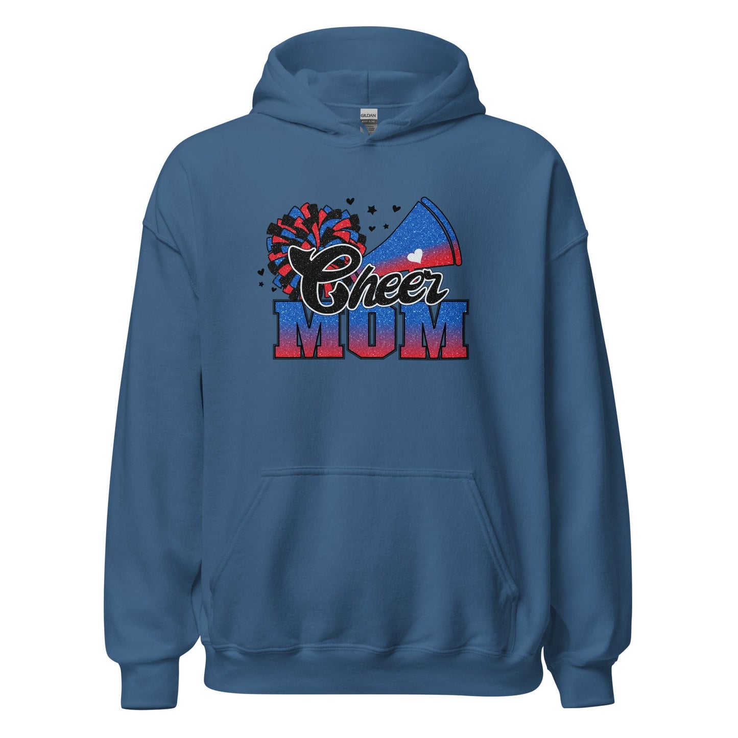 Cheer Mom Hoodie (blue and red) Indigo Blue / S Spirit Gear Collective Hoodie