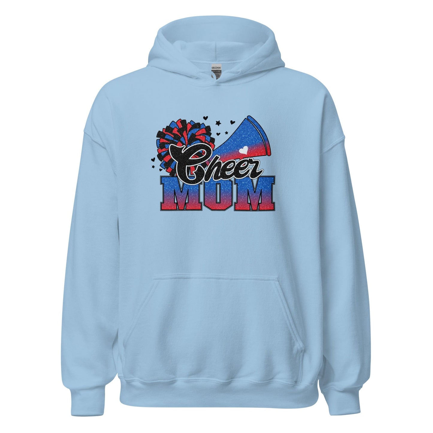 Cheer Mom Hoodie (blue and red) Light Blue / S Spirit Gear Collective Hoodie