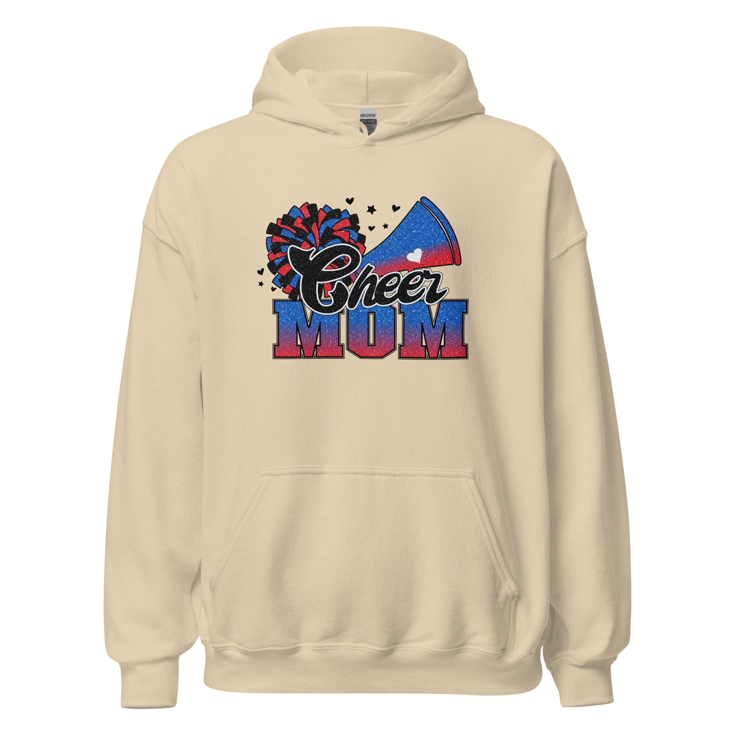 Cheer Mom Hoodie (blue and red) Sand / S Spirit Gear Collective Hoodie