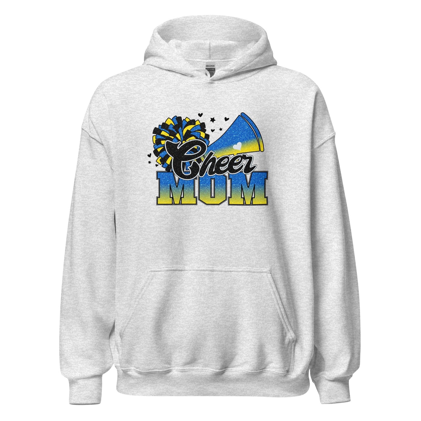 Cheer Mom Hoodie (blue and yellow) Ash / S Spirit Gear Collective Hoodie