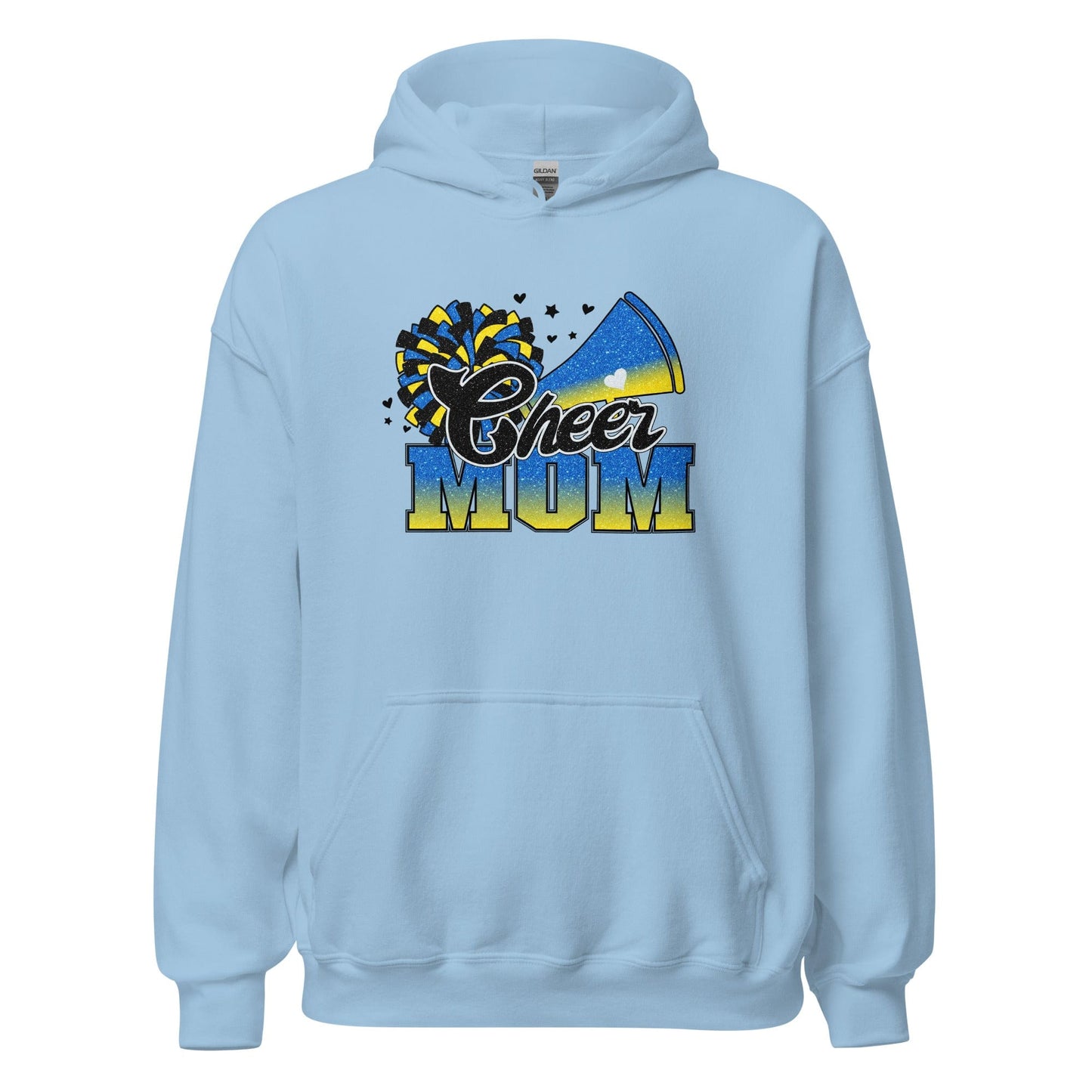 Cheer Mom Hoodie (blue and yellow) Light Blue / S Spirit Gear Collective Hoodie