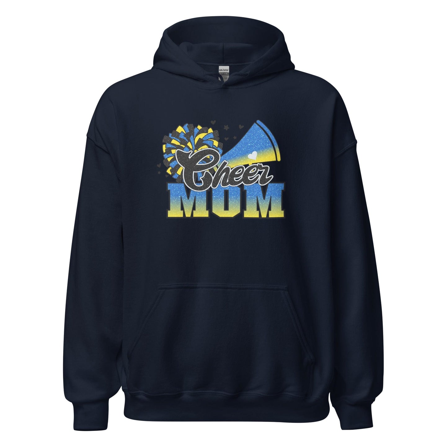 Cheer Mom Hoodie (blue and yellow) Navy / S Spirit Gear Collective Hoodie