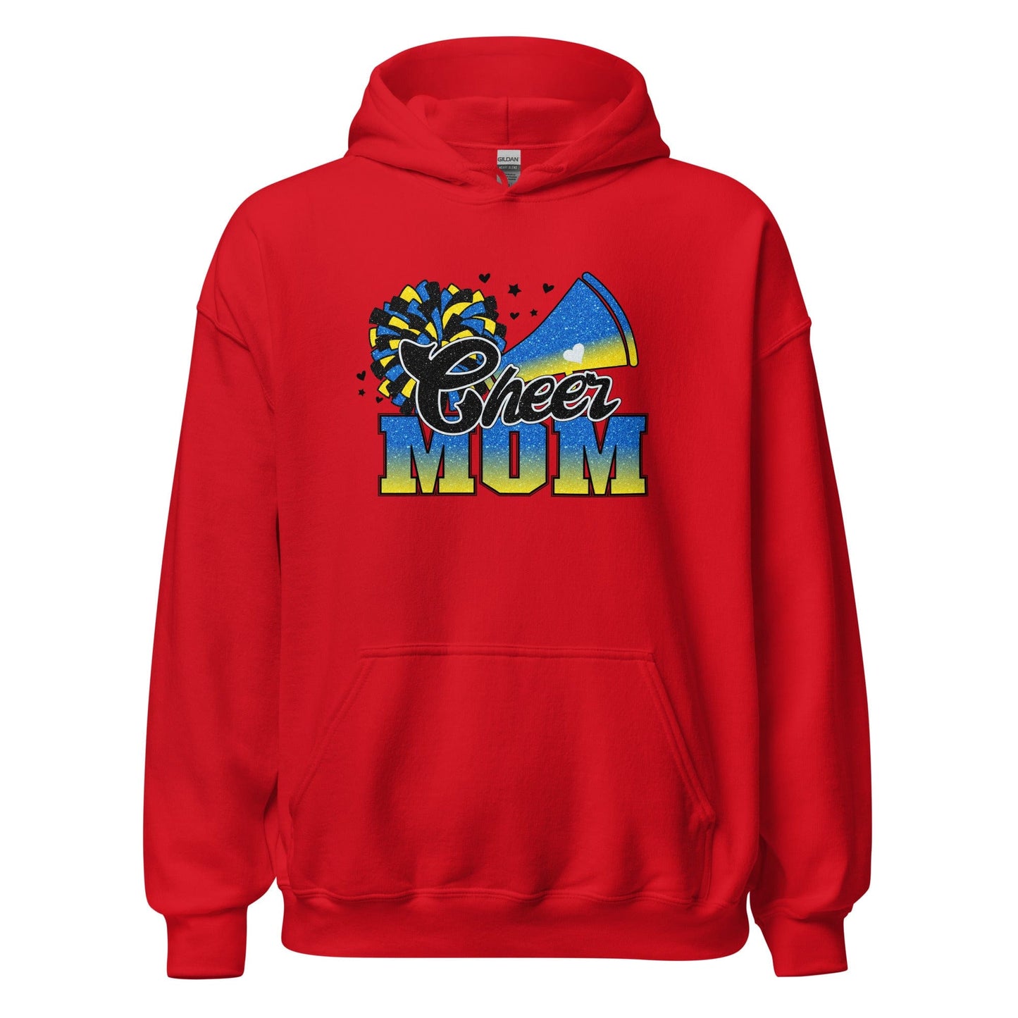 Cheer Mom Hoodie (blue and yellow) Red / S Spirit Gear Collective Hoodie