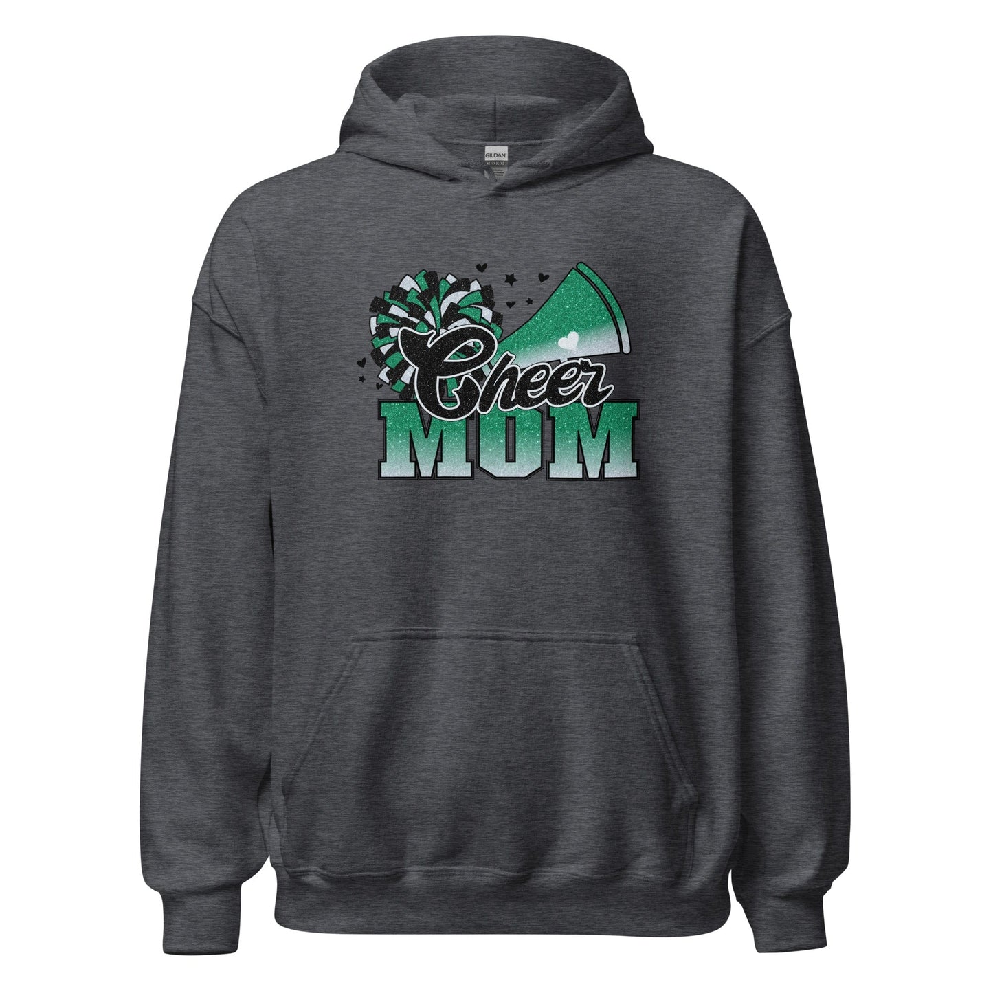 Cheer Mom Hoodie (green and white) Dark Heather / S Spirit Gear Collective Hoodie