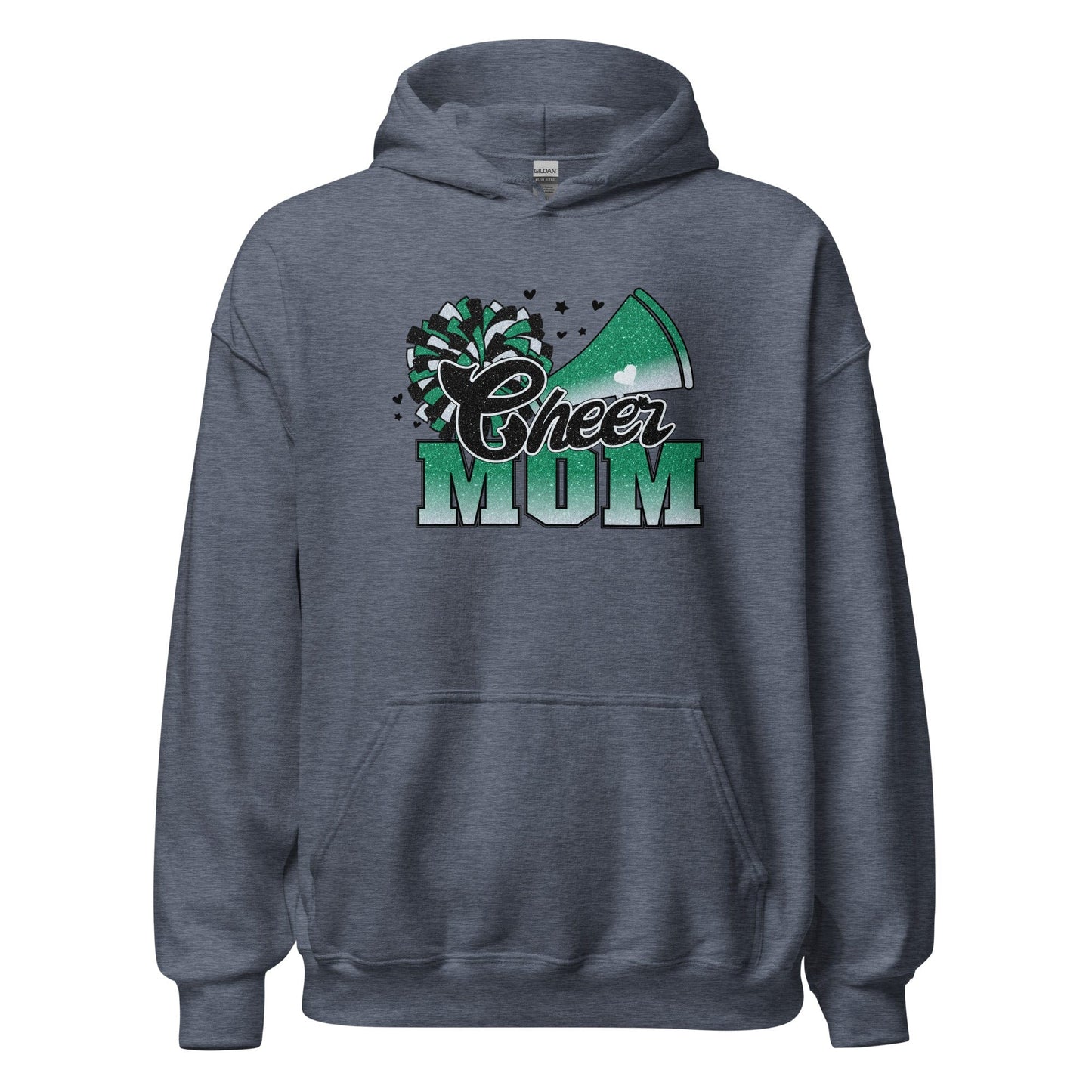 Cheer Mom Hoodie (green and white) Heather Sport Dark Navy / S Spirit Gear Collective Hoodie