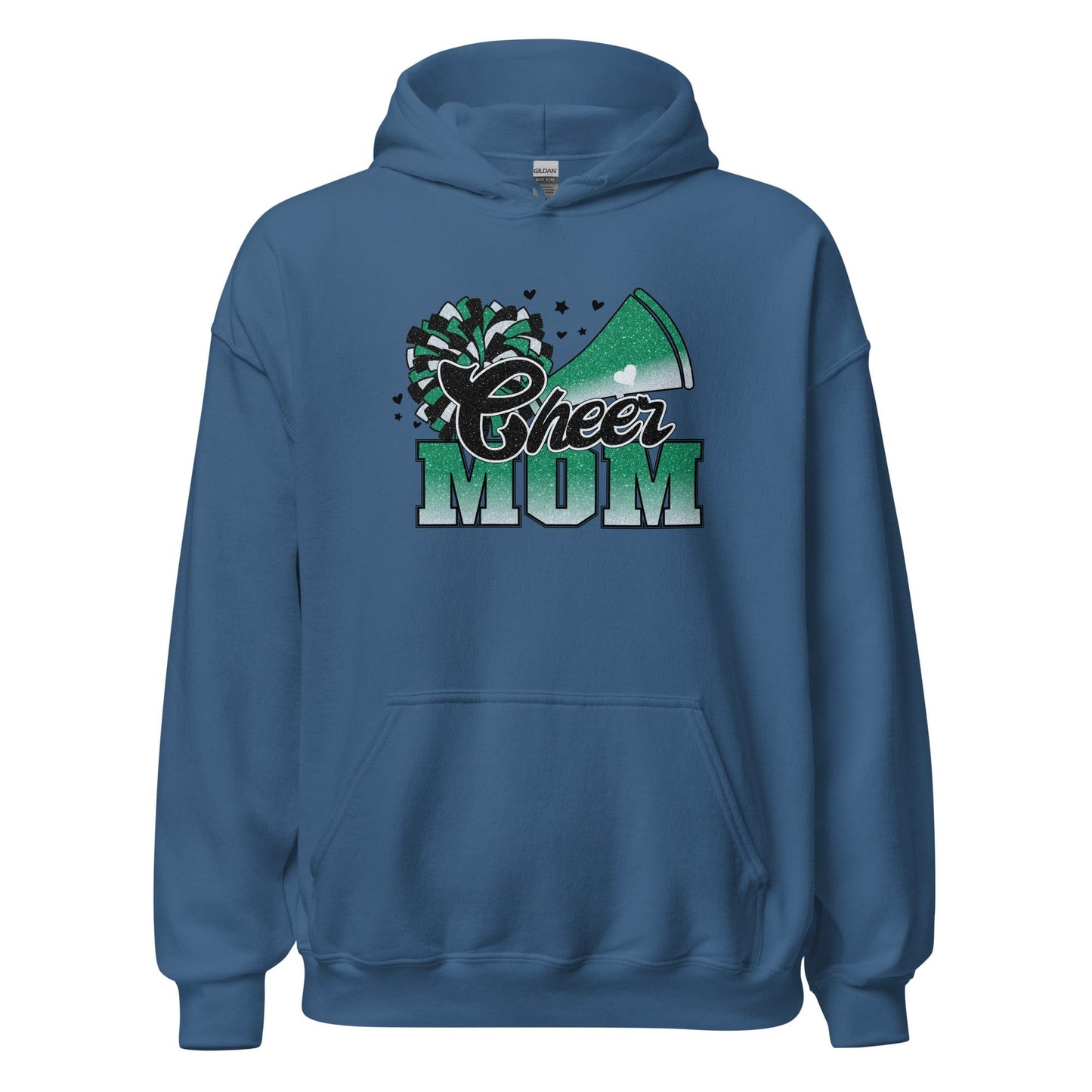 Cheer Mom Hoodie (green and white) Indigo Blue / S Spirit Gear Collective Hoodie