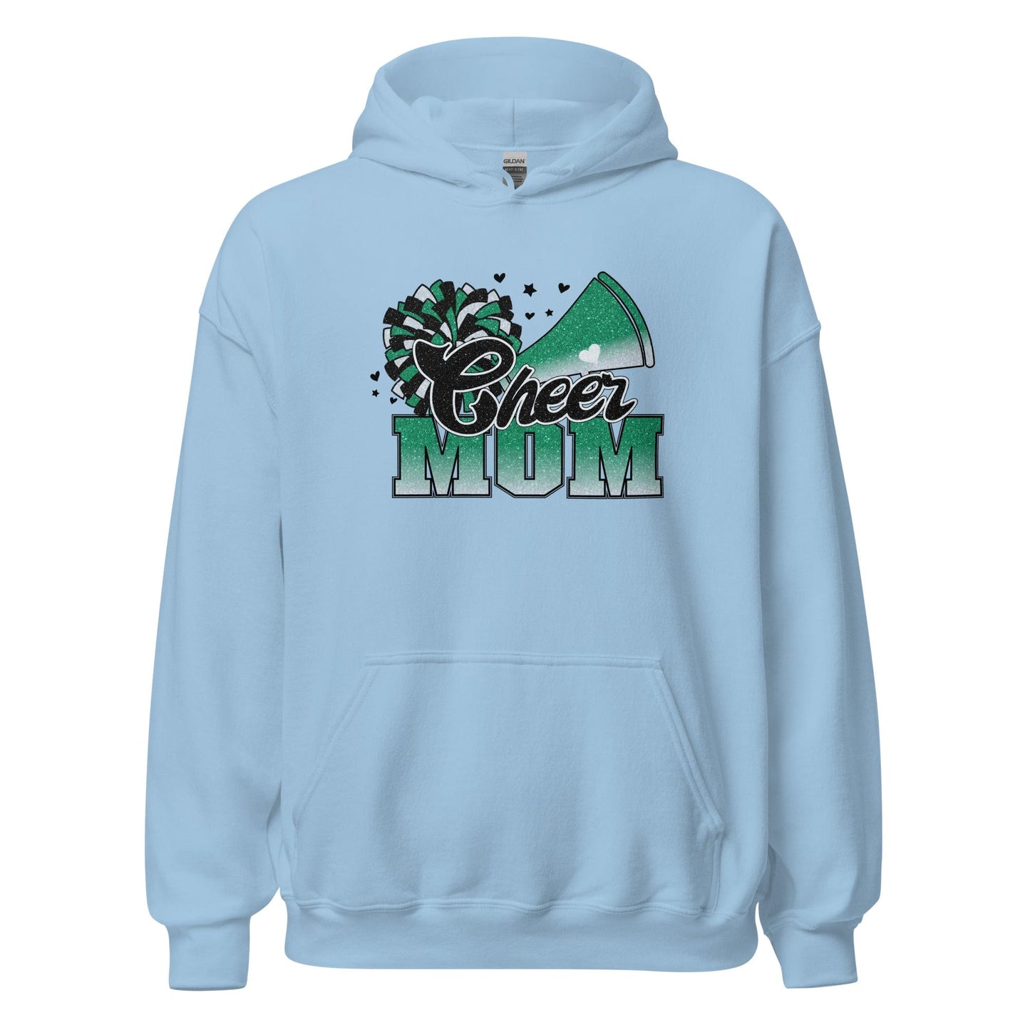 Cheer Mom Hoodie (green and white) Light Blue / S Spirit Gear Collective Hoodie