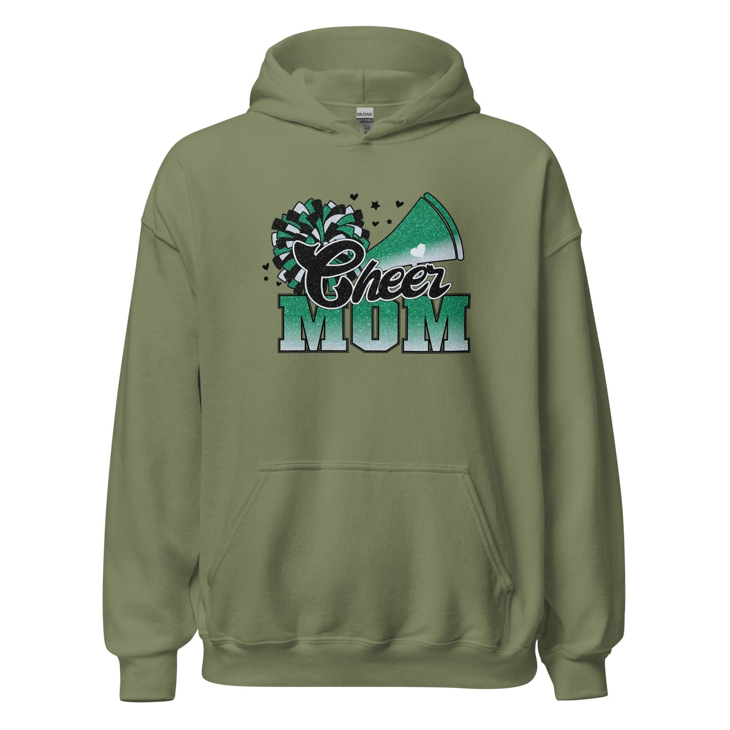 Cheer Mom Hoodie (green and white) Military Green / S Spirit Gear Collective Hoodie