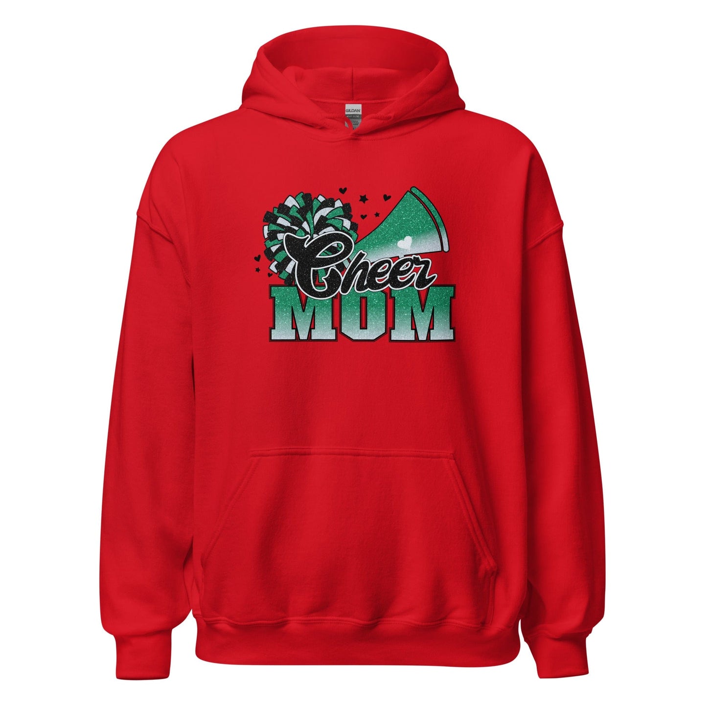 Cheer Mom Hoodie (green and white) Red / S Spirit Gear Collective Hoodie