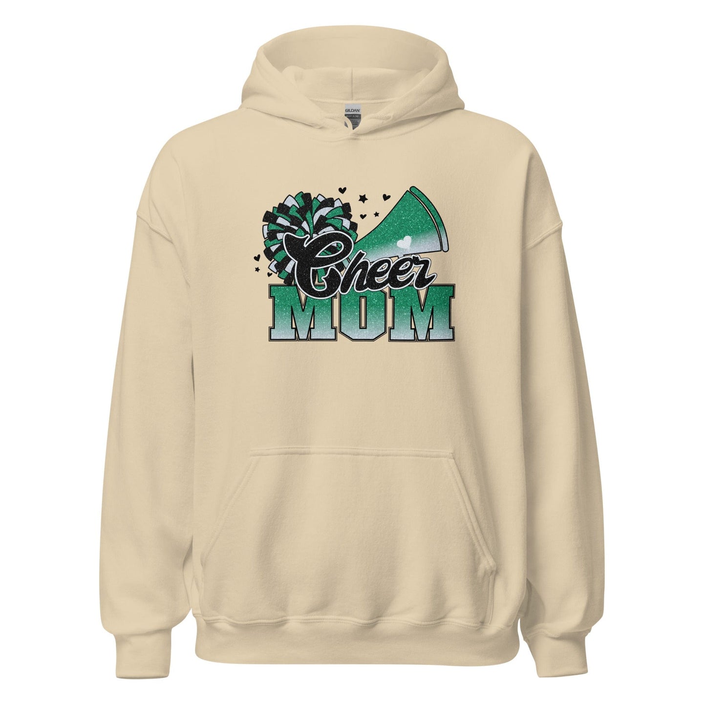 Cheer Mom Hoodie (green and white) Sand / S Spirit Gear Collective Hoodie