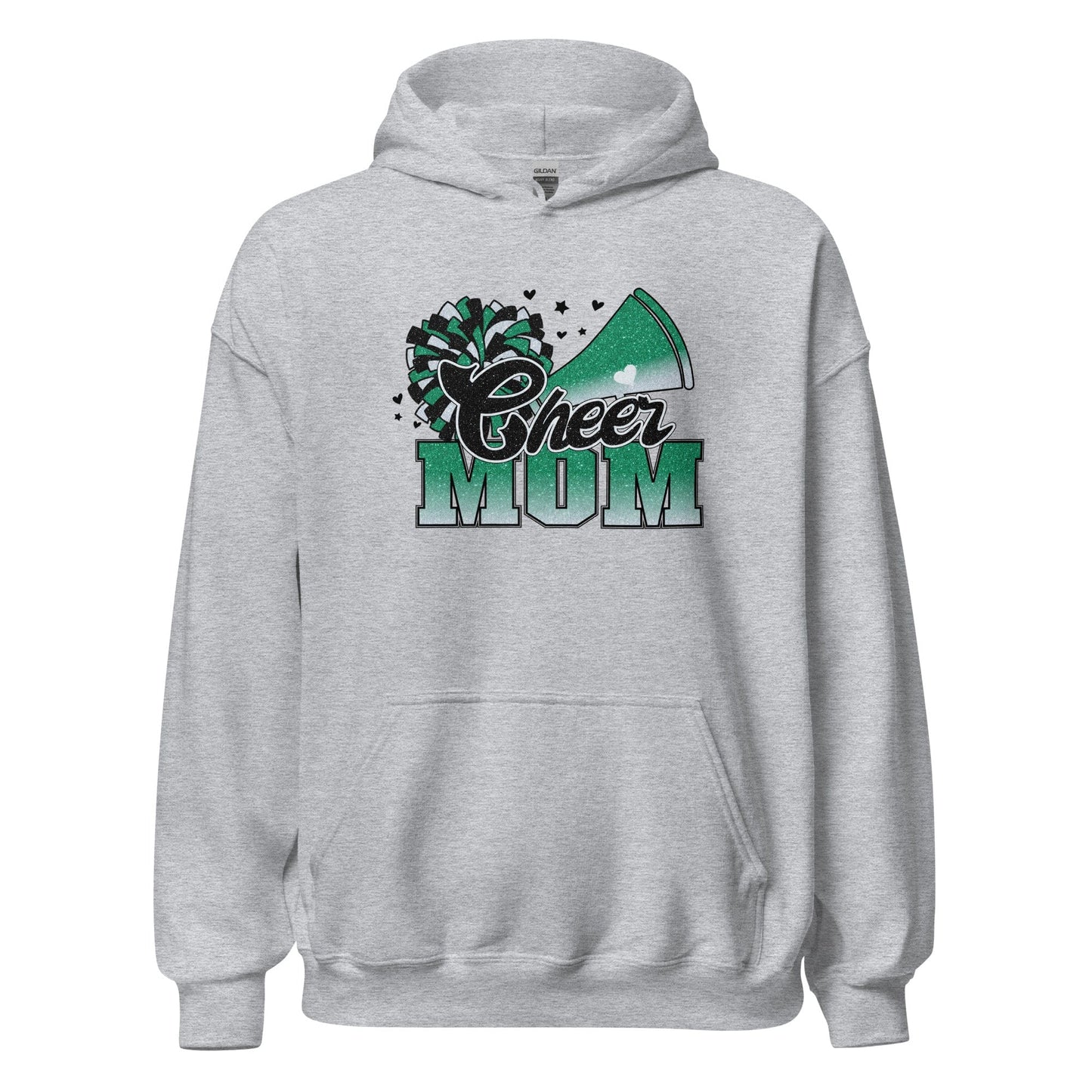 Cheer Mom Hoodie (green and white) Sport Grey / S Spirit Gear Collective Hoodie