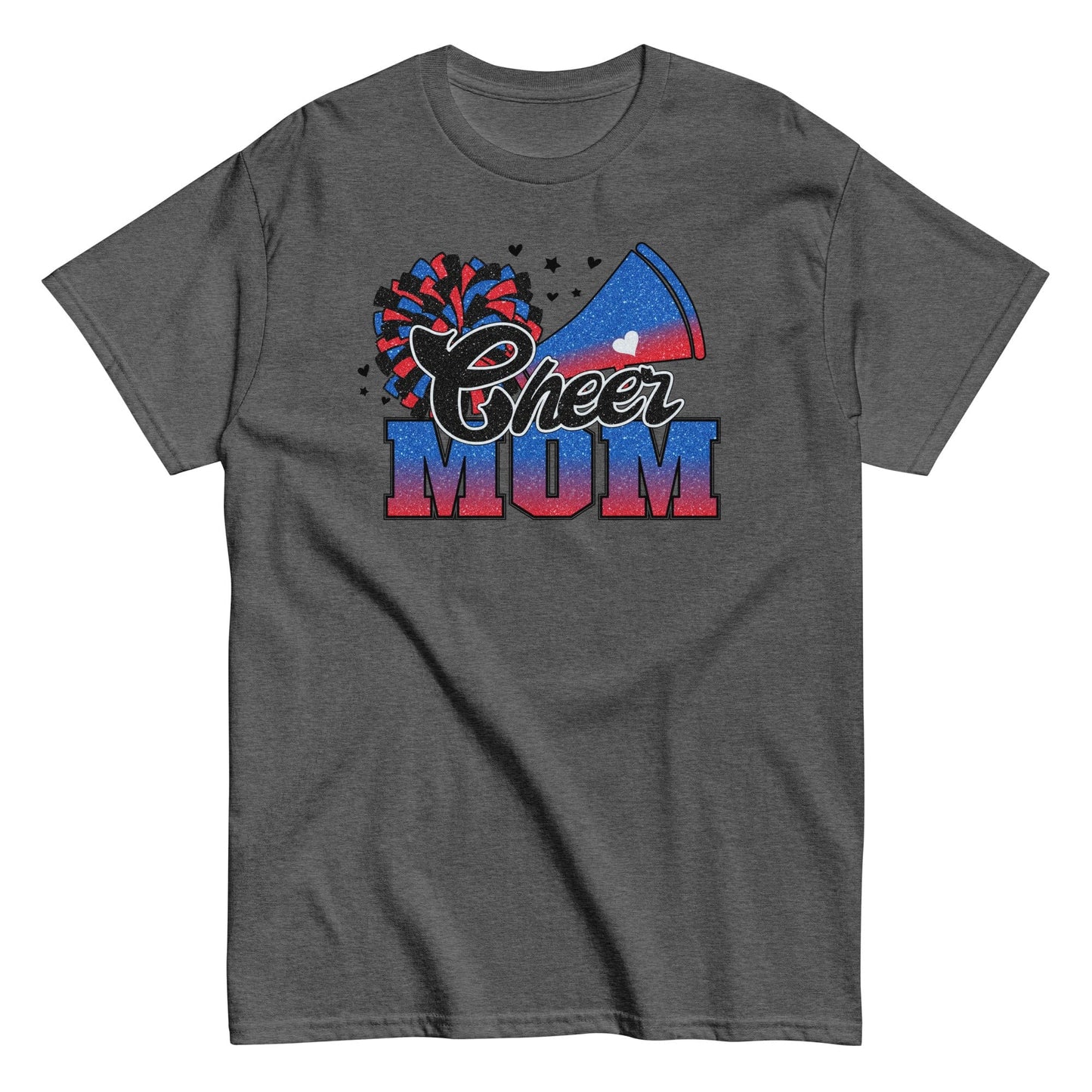 Cheer Mom Shirt (Blue and Red) Dark Heather / S Spirit Gear Collective T-Shirt