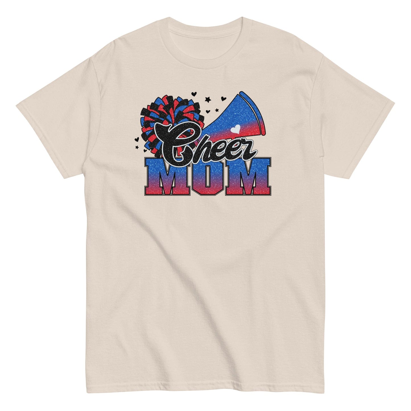 Cheer Mom Shirt (Blue and Red) Natural / S Spirit Gear Collective T-Shirt