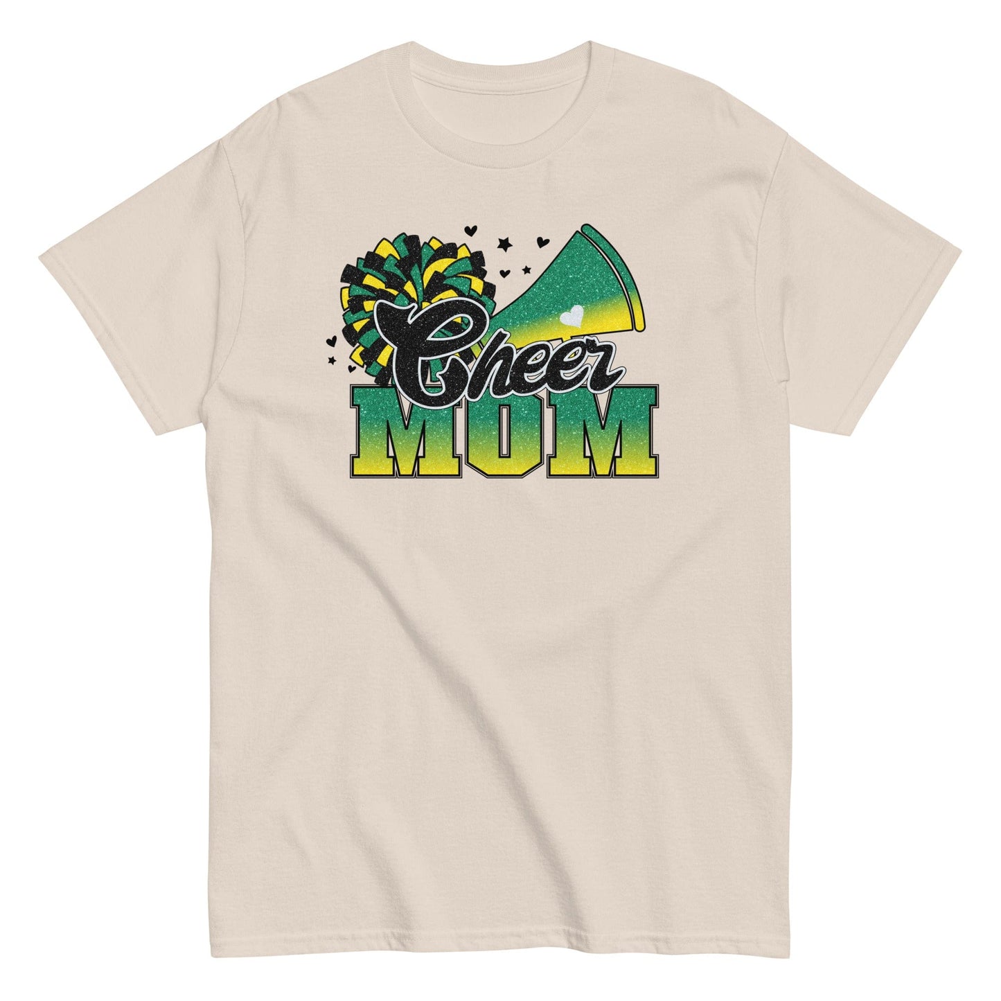 Cheer Mom Shirt (Green and Yellow) Natural / S Spirit Gear Collective T-Shirt