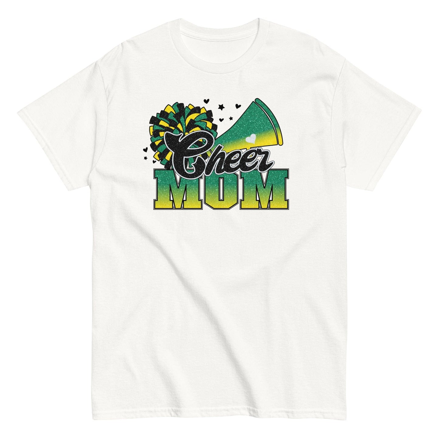 Cheer Mom Shirt (Green and Yellow) White / S Spirit Gear Collective T-Shirt