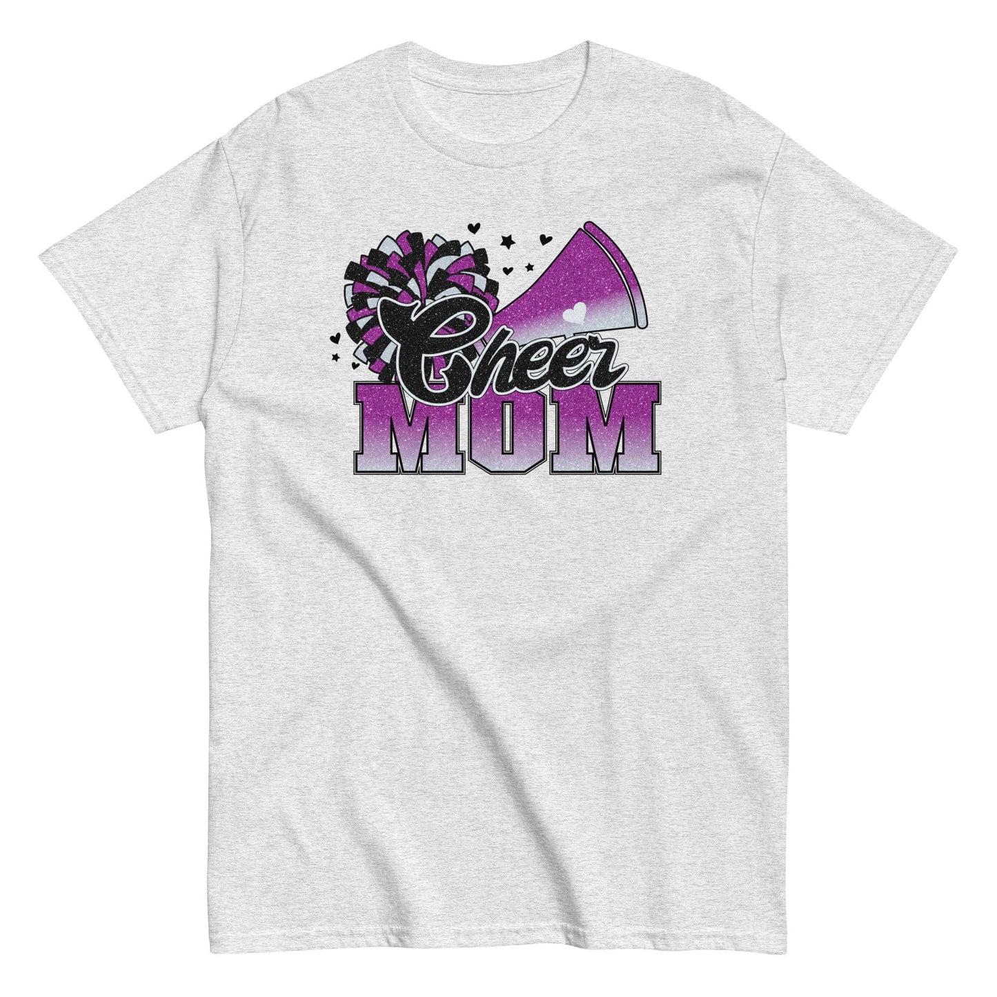 Cheer Mom Shirt (Purple and White) Ash / S Spirit Gear Collective T-Shirt