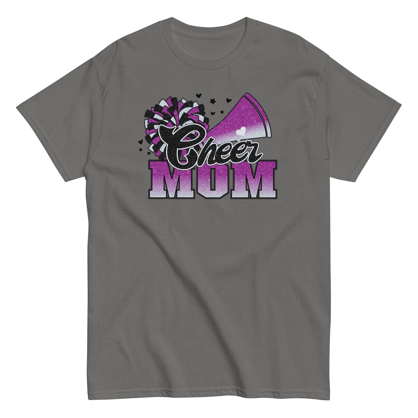 Cheer Mom Shirt (Purple and White) Charcoal / S Spirit Gear Collective T-Shirt