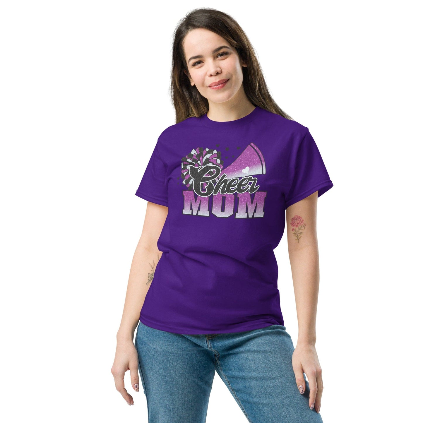 Cheer Mom Shirt (Purple and White) Spirit Gear Collective T-Shirt