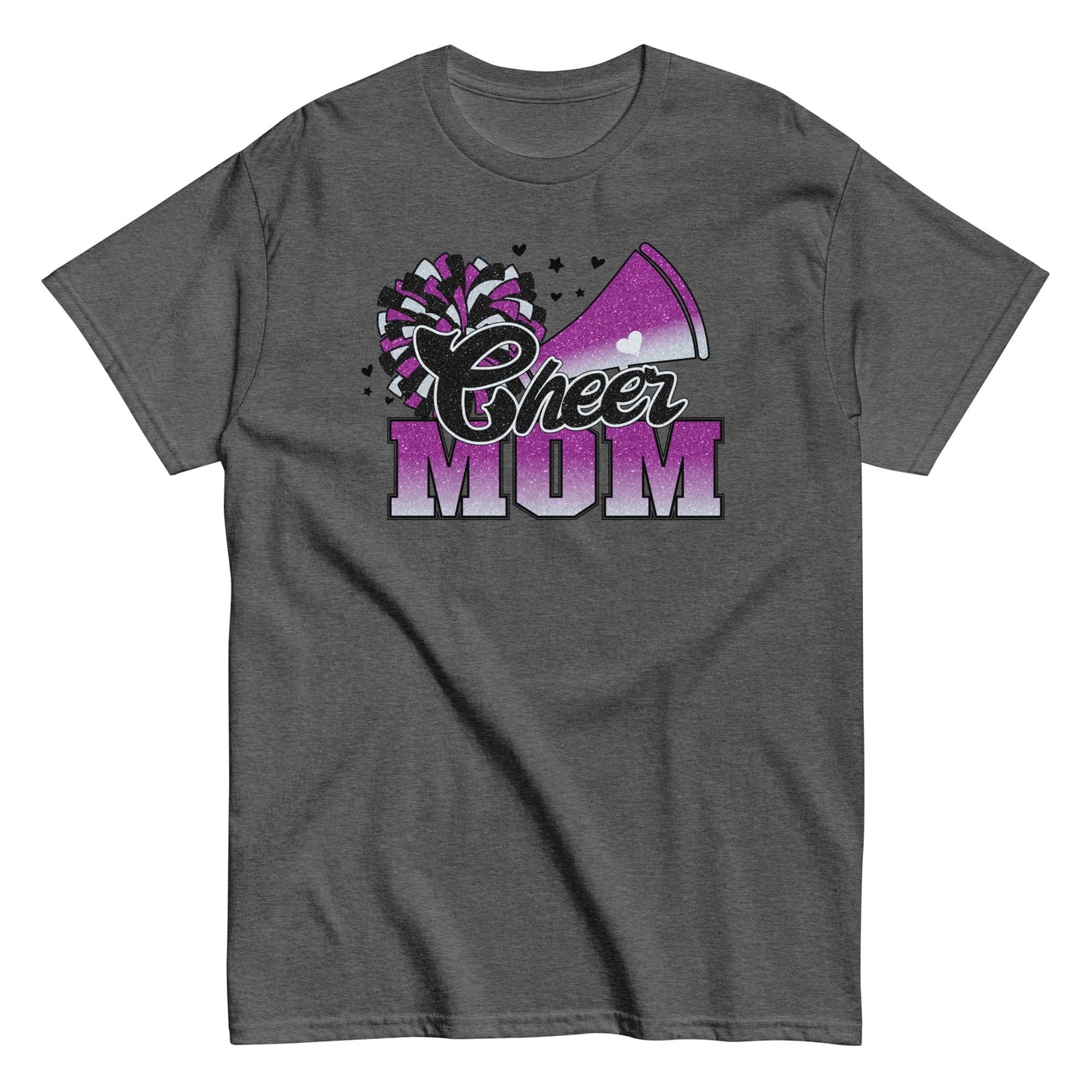 Cheer Mom Shirt (Purple and White) Dark Heather / S Spirit Gear Collective T-Shirt