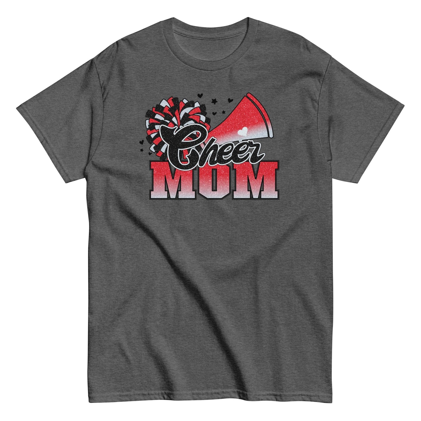 Cheer Mom Shirt (Red and White) Dark Heather / S Spirit Gear Collective T-Shirt