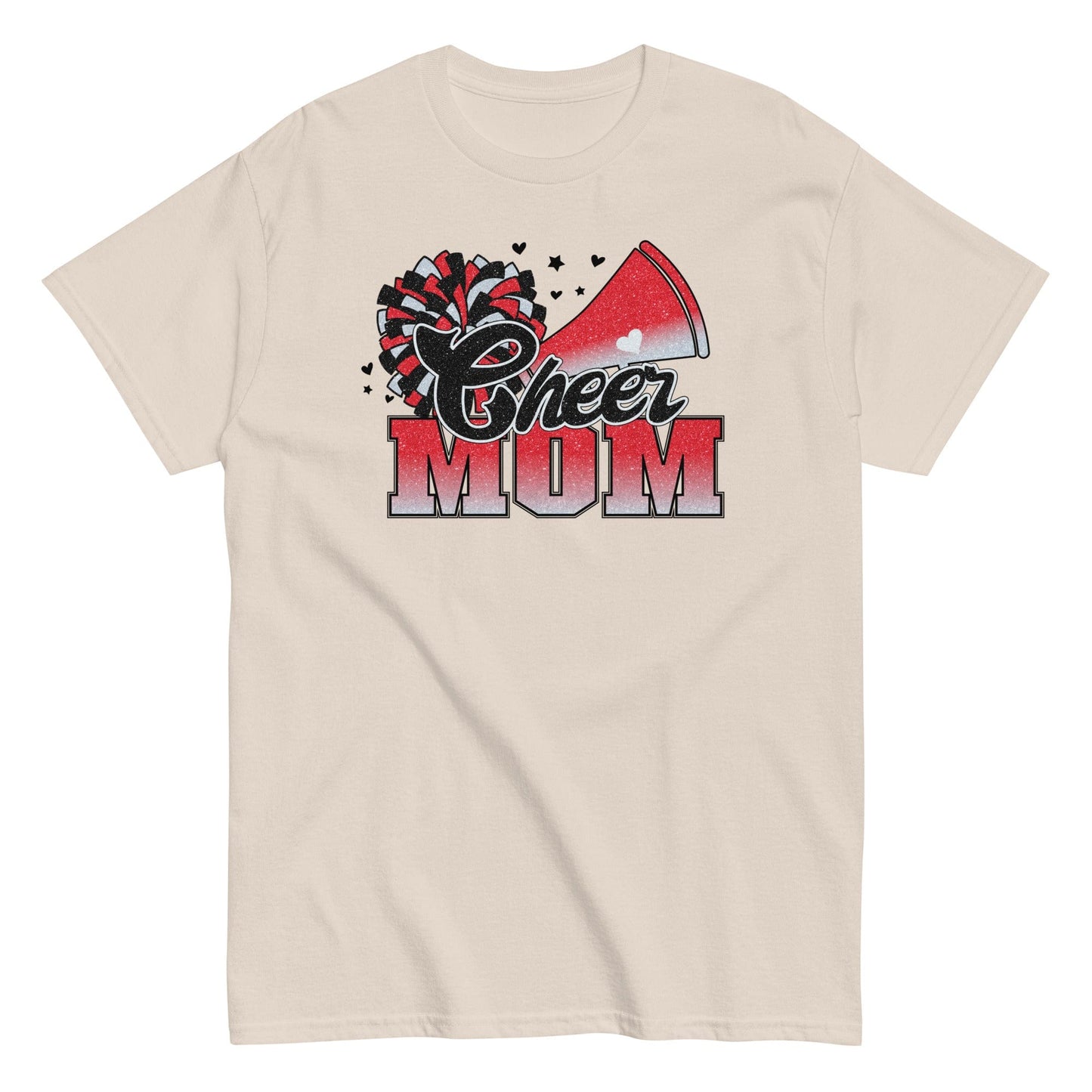 Cheer Mom Shirt (Red and White) Natural / S Spirit Gear Collective T-Shirt