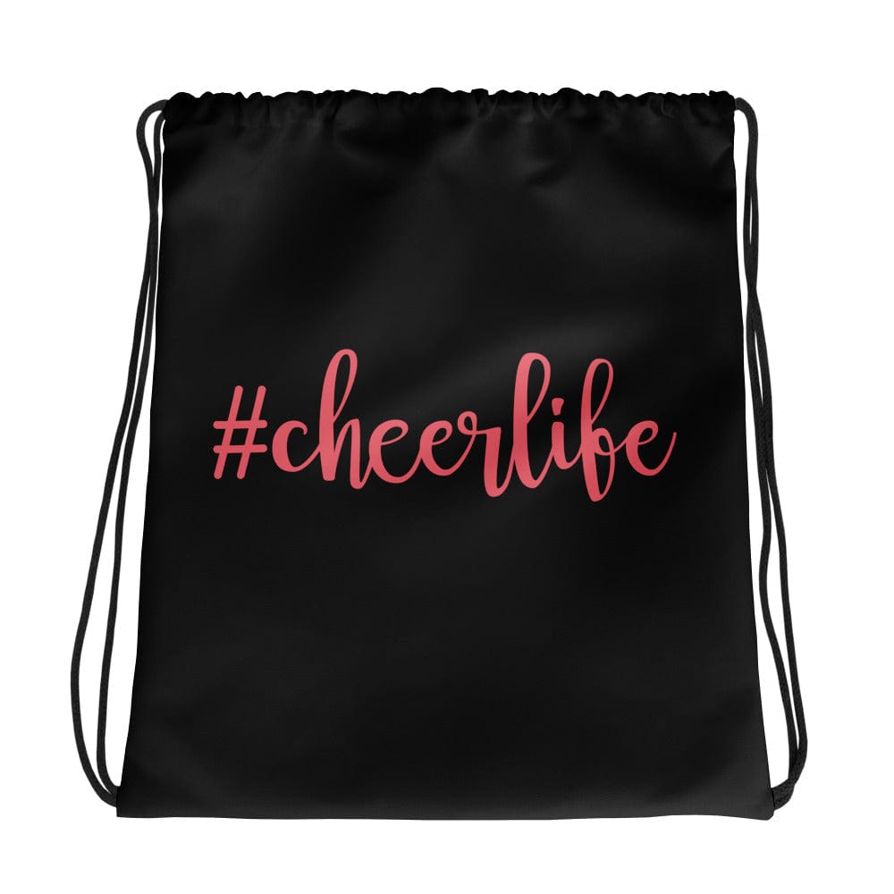 #cheerlife Black & Pink Drawstring Bag – Cheerleader Gym Sack Spirit Gear Collective drawstring tote