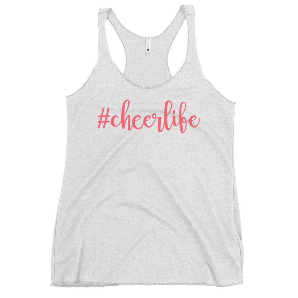 #Cheerlife Racerback Tank – Cheerleading Hashtag Graphic Top Heather White / XS Spirit Gear Collective tank top
