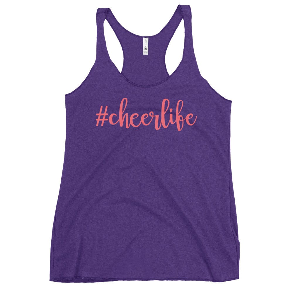 #Cheerlife Racerback Tank – Cheerleading Hashtag Graphic Top Purple Rush / XS Spirit Gear Collective tank top