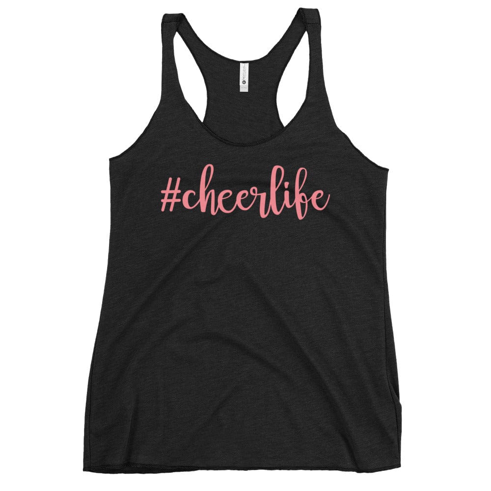 #Cheerlife Racerback Tank – Cheerleading Hashtag Graphic Top Vintage Black / XS Spirit Gear Collective tank top