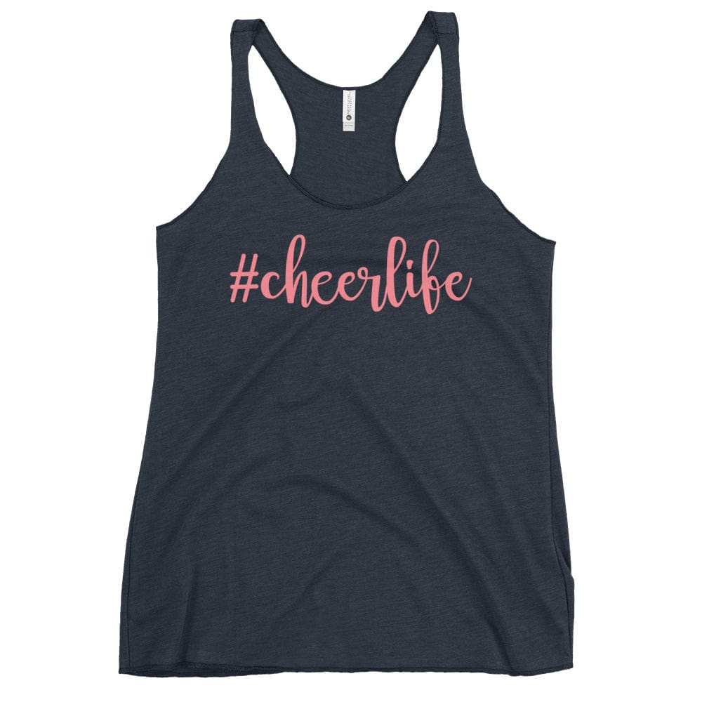 #Cheerlife Racerback Tank – Cheerleading Hashtag Graphic Top Vintage Navy / XS Spirit Gear Collective tank top