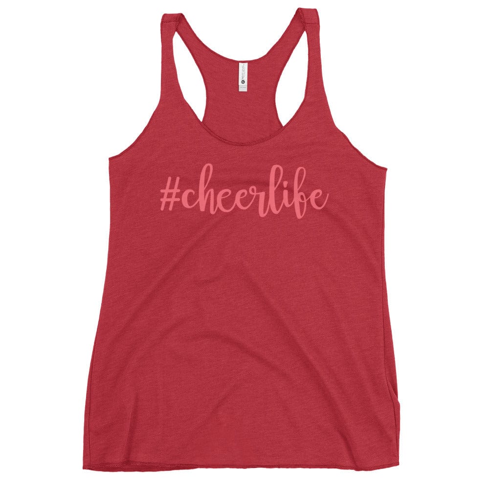 #Cheerlife Racerback Tank – Cheerleading Hashtag Graphic Top Vintage Red / XS Spirit Gear Collective tank top