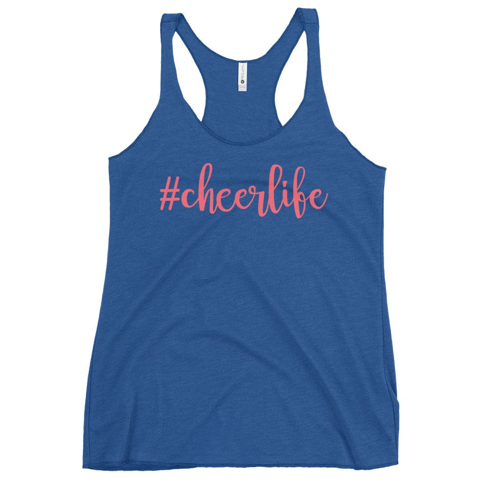 #Cheerlife Racerback Tank – Cheerleading Hashtag Graphic Top Vintage Royal / XS Spirit Gear Collective tank top