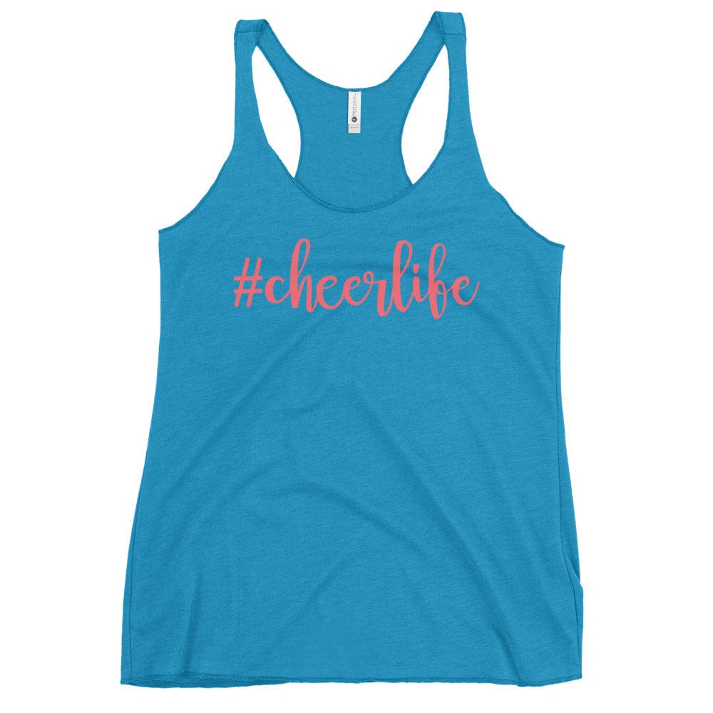 #Cheerlife Racerback Tank – Cheerleading Hashtag Graphic Top Vintage Turquoise / XS Spirit Gear Collective tank top