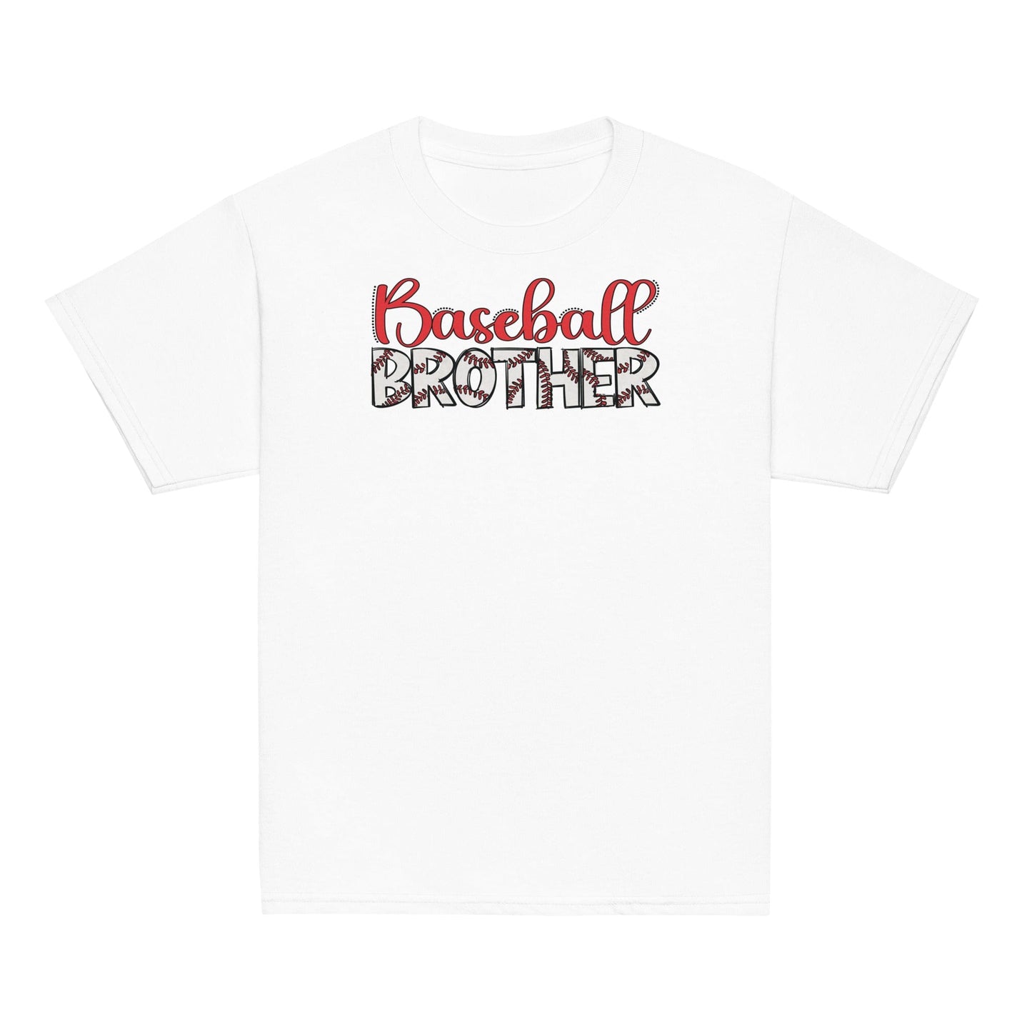 Classic Baseball Brother Shirt – Outline Baseball Sibling Tee White / XS Spirit Gear Collective Baseball Brother Shirt