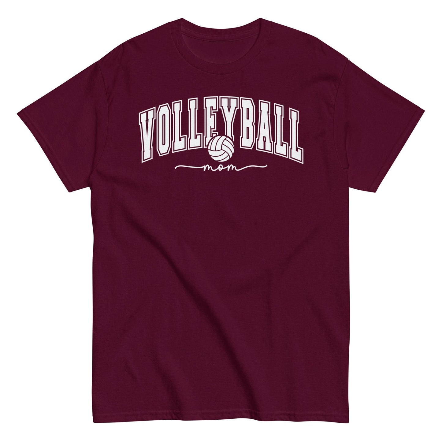 Classic Collegiate Volleyball Mom T-Shirt Maroon / S Spirit Gear Collective T-Shirt