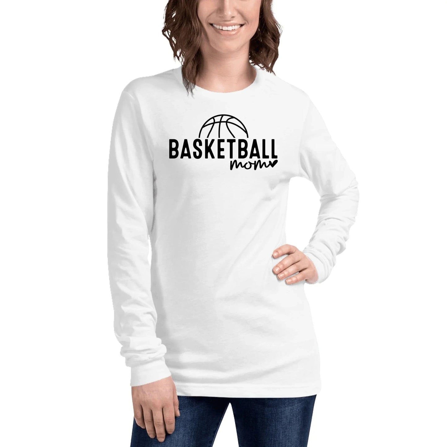 Custom Basketball Mom Long Sleeve Shirt - Personalized Name & Jersey Number | Choose Front Graphic, Font & Color Spirit Gear Collective Custom Long Sleeve Shirt