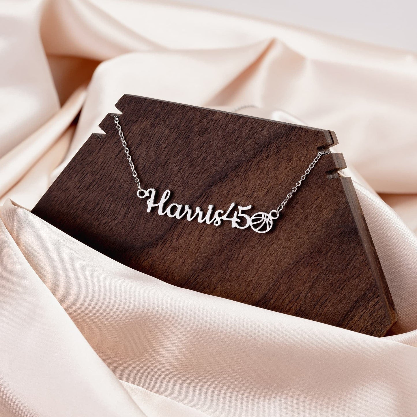 Custom Sports Mom Necklace Basketball / Silver teelaunch Jewelry