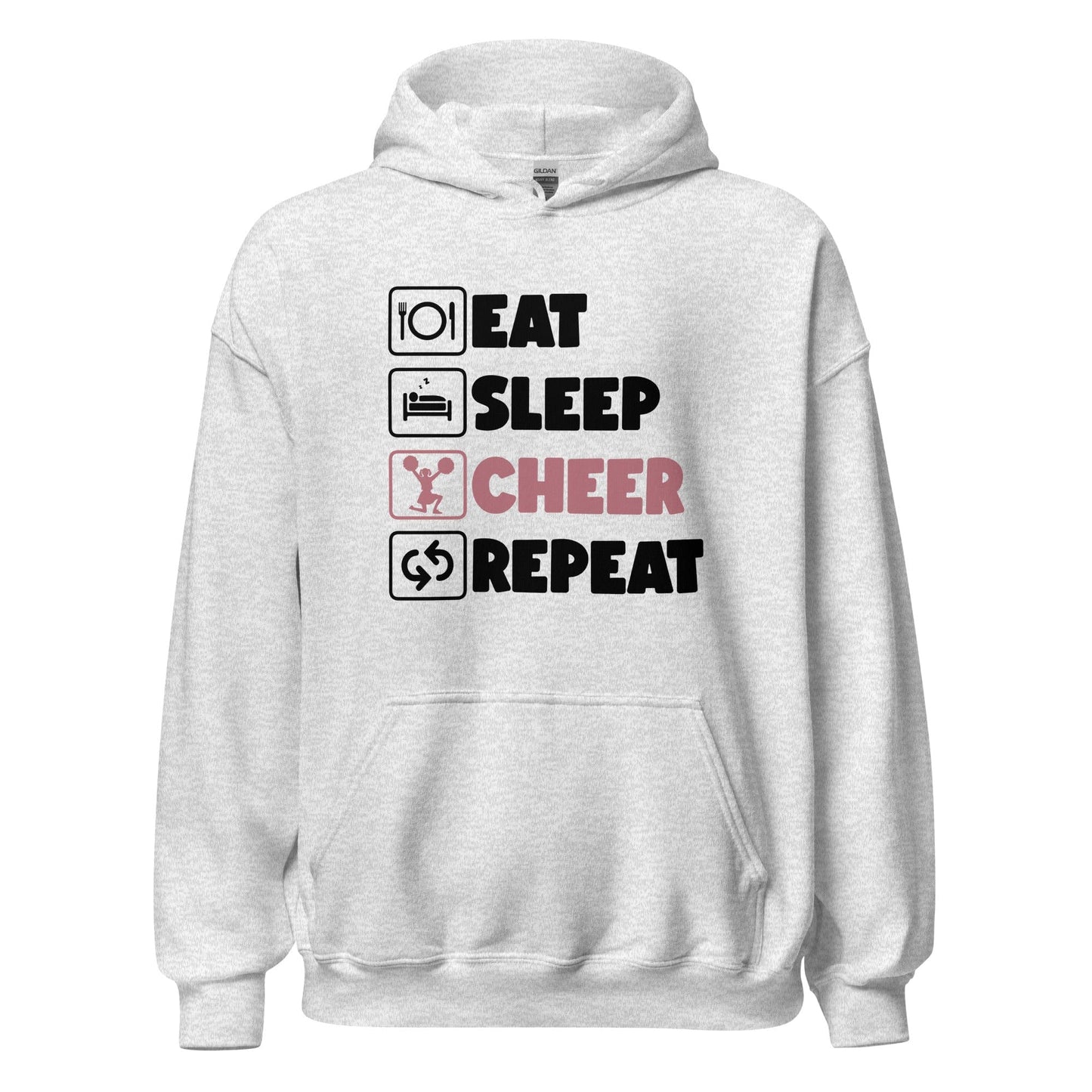 Eat Sleep Cheer Repeat Hoodie Ash / S Spirit Gear Collective Hoodie