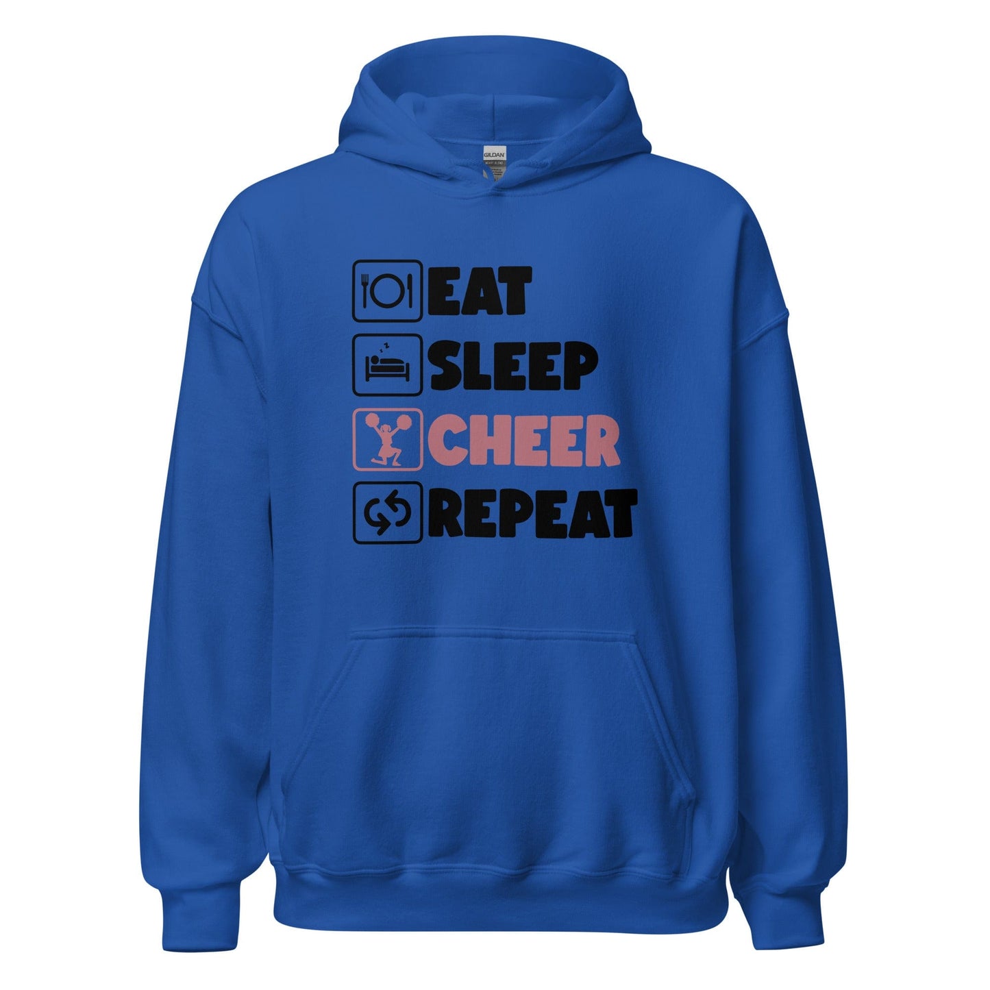 Eat Sleep Cheer Repeat Hoodie Royal / S Spirit Gear Collective Hoodie