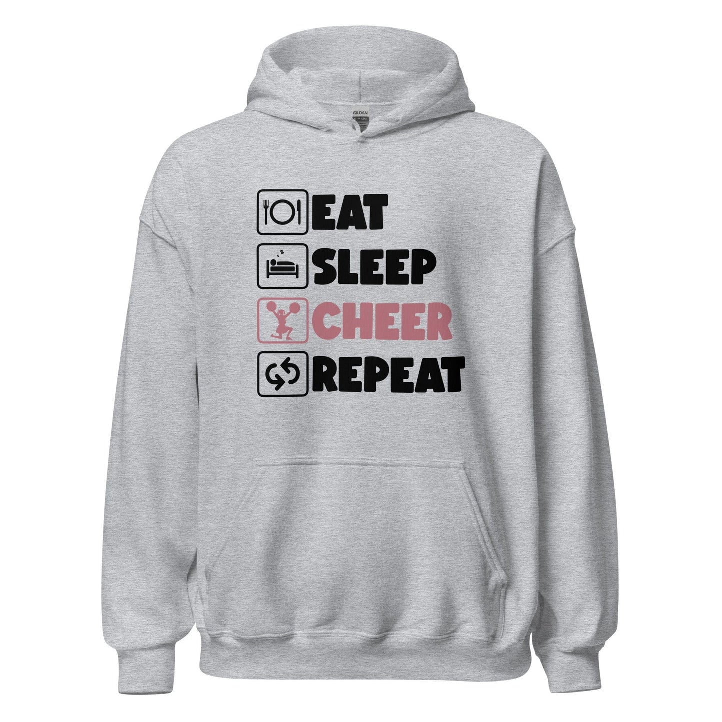 Eat Sleep Cheer Repeat Hoodie Sport Grey / S Spirit Gear Collective Hoodie