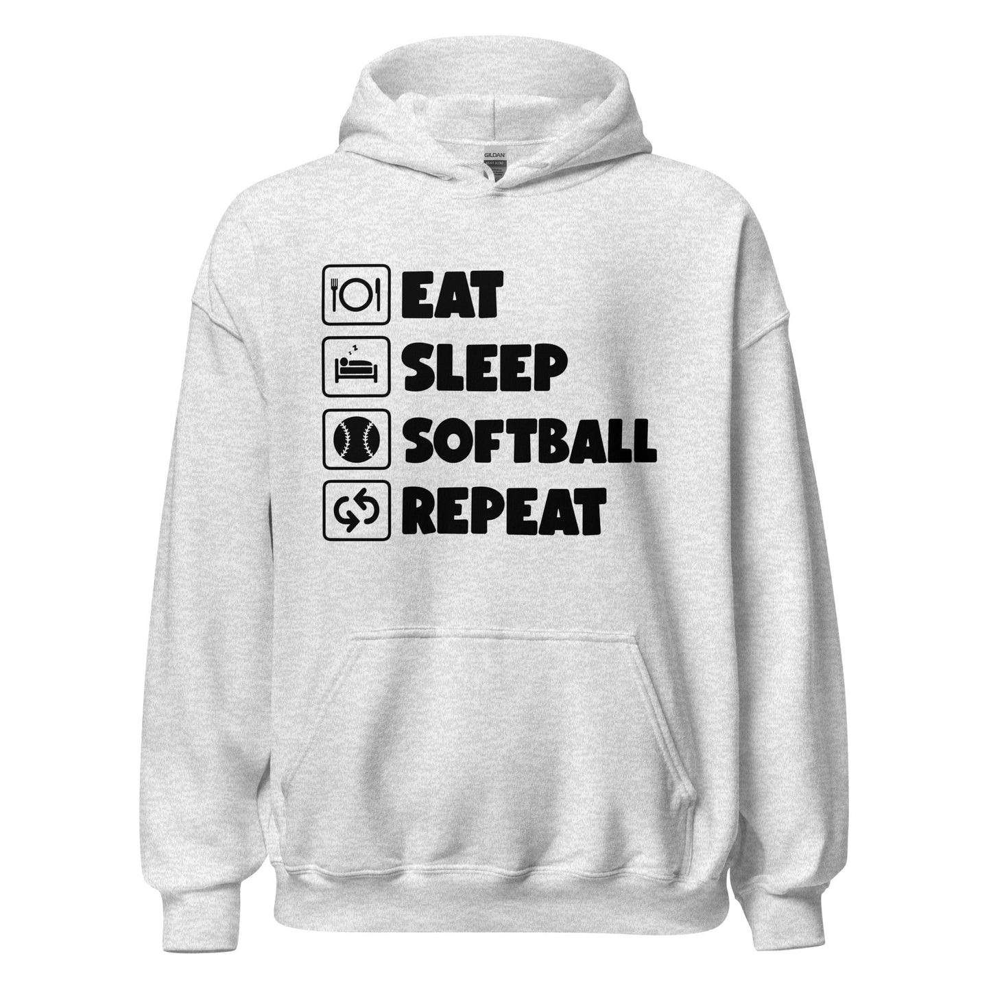 Eat, Sleep, Softball, Repeat Hoodie Ash / S Spirit Gear Collective Hoodie
