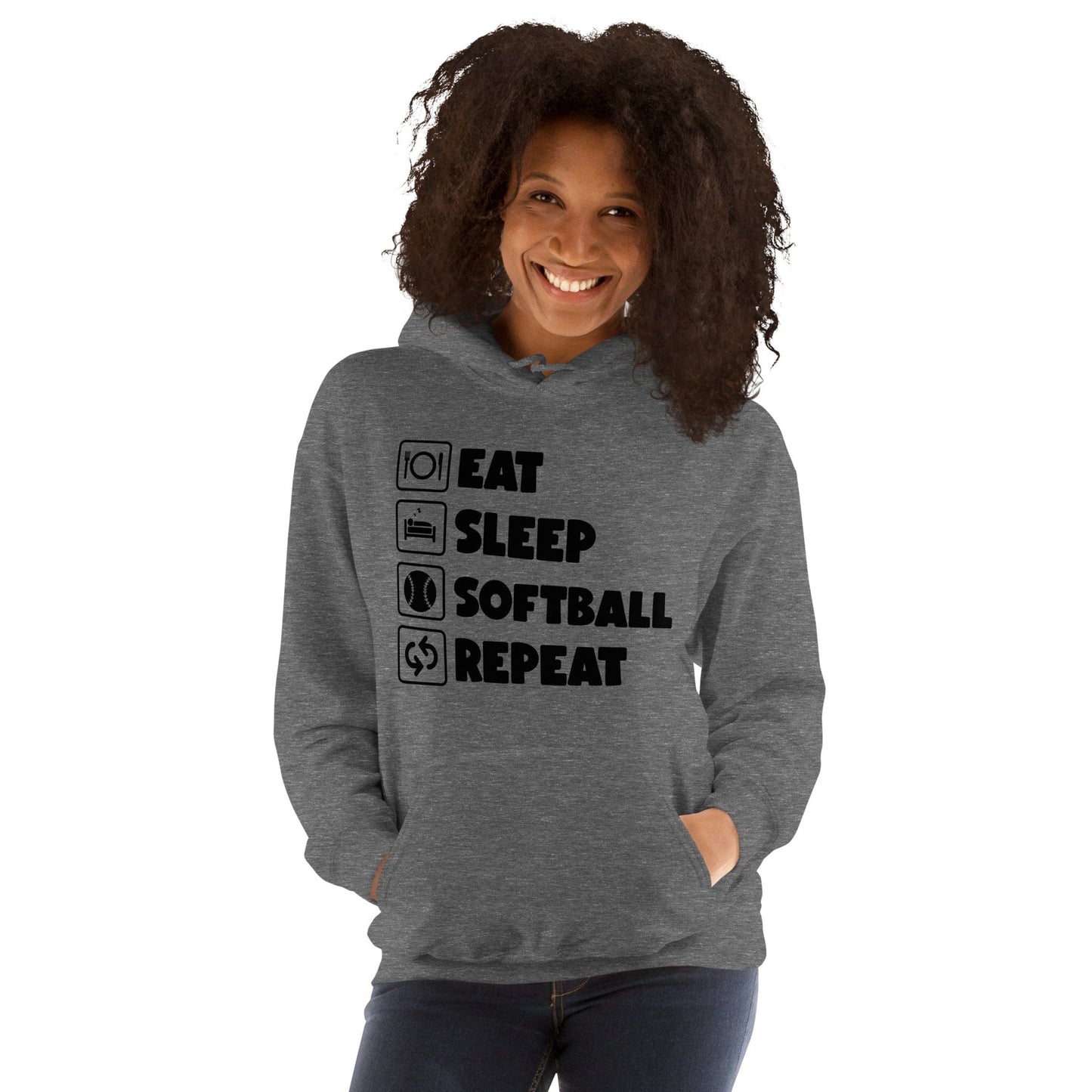 Eat, Sleep, Softball, Repeat Hoodie Spirit Gear Collective Hoodie