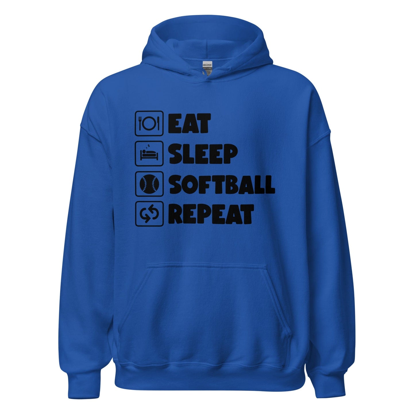 Eat, Sleep, Softball, Repeat Hoodie Royal / S Spirit Gear Collective Hoodie