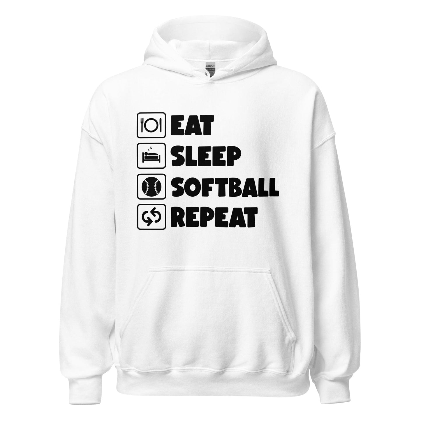 Eat, Sleep, Softball, Repeat Hoodie White / S Spirit Gear Collective Hoodie
