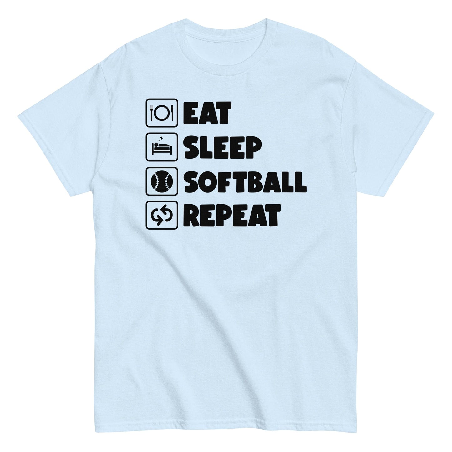 Eat Sleep Softball Repeat Shirt Light Blue / S Spirit Gear Collective T-Shirt