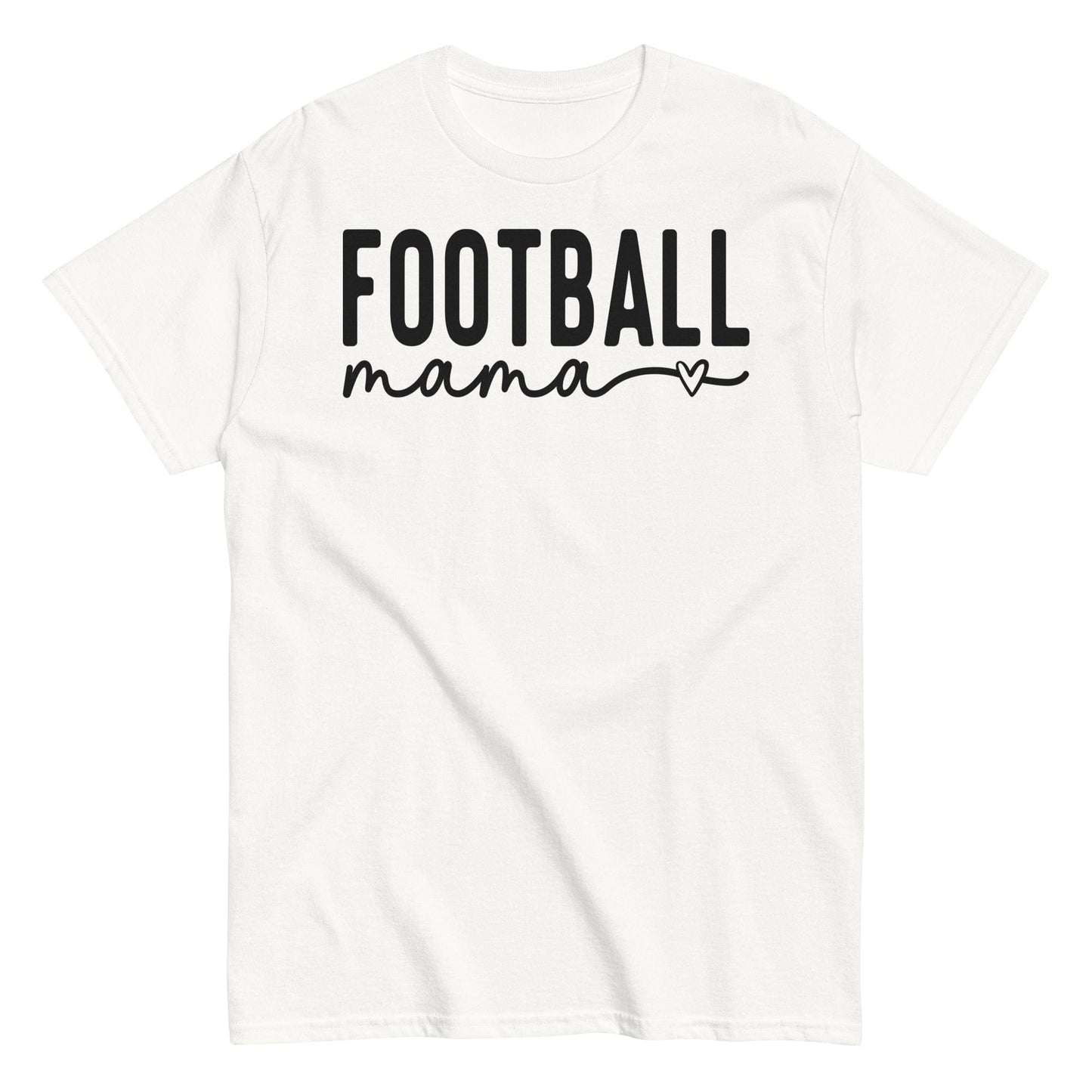 Football Mama Shirt - Bold Text with Heart - Black Font White / S Spirit Gear Collective T-Shirt